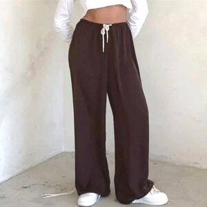 Rumored Boho Cinch Harem Pants Drawstring Waist & Ankles Pinecone Brown Sultry